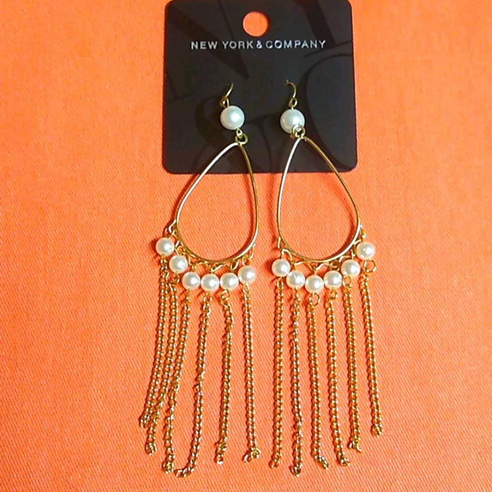 😻 3 For $15 Long Pearl & Gold Chain Dangles